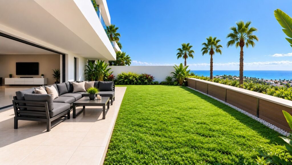 2 Bed Ground Floor Apartment for Sale in Estepona – Private Garden & Sea Views