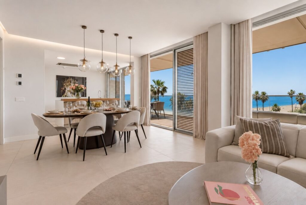 4 Bed Middle Floor Apartment for Sale in Estepona – Frontline Beach with Sea Views