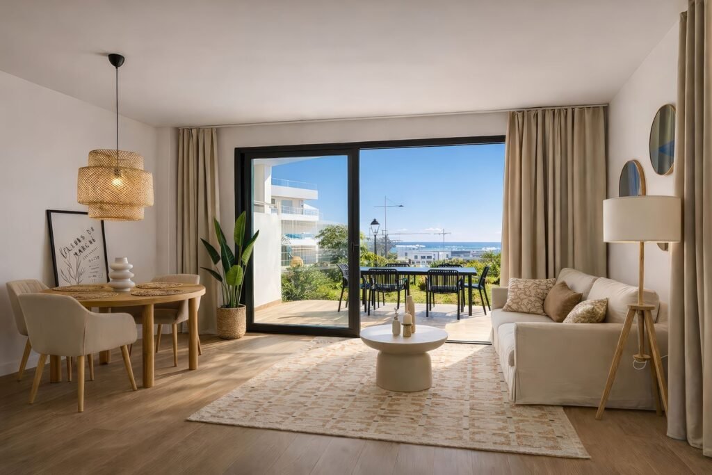 2 Bed Ground Floor Apartment for Sale in Estepona – Private Garden & Sea Views